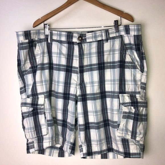 Gander Mountain Guide Series Plaid Blue White Shorts Men's 46 - Picture 1 of 11
